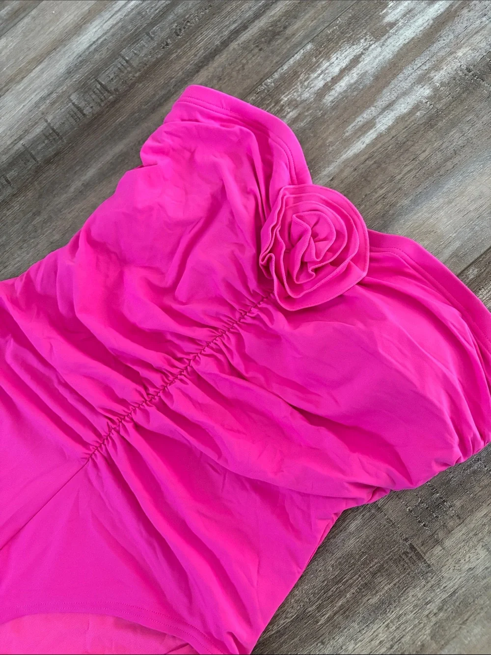 kate spade rosette pink solid bandeau one-piece swimsuit medium